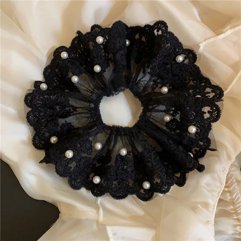 Sweet Style Custom Lace Mesh Scrunchies Jumbo Hair Accessories Hair Ties Elastiek Scrunchie