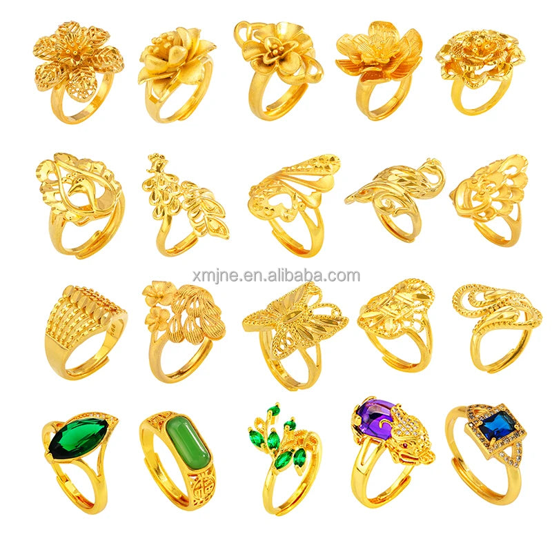 Dubai Gold Ring Jewelry  Gold Plated Ring for Women 14K Gold  Dragon Ring for Men