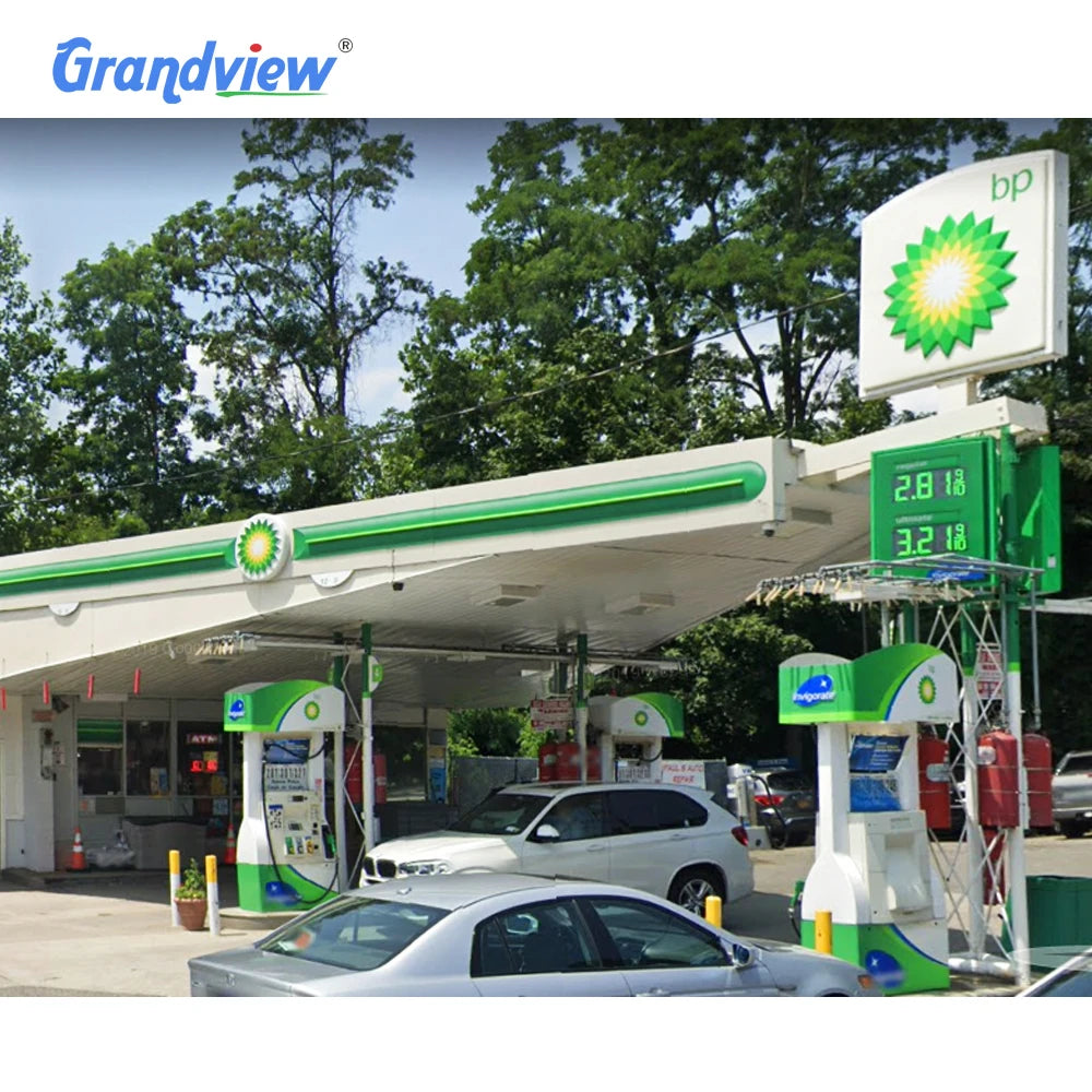 Acrylic Outdoor Gas Station Led Electronic Signage Petrol Station Canopy Signage Stainless Steel Roof Led Sign