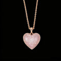 Trend Design Jewelry Gold Plated 925 Sterling Silver Radiant Cut Pink Cubic Zirconia Stones Claw Setting Heart Pendant for