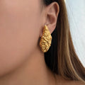 Dazan New Winter Ins Trendy 18k Pvd Gold Plated Stainless Steel Hyperbole Neo Gothic Lava Irregular Embossed Earrings for Women