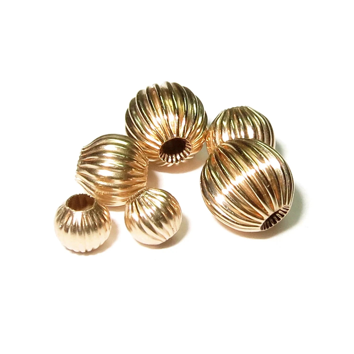 GP US Straight Corrugated Pumpkin Stripe Beads Different Size 14k Gold Filled Permanent Jewelry Chains Jewellery Manufacturer