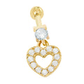 Eternal Metal  14K Solid Gold Tragus Paved Dangle Heart Helix Piercing Jewelry