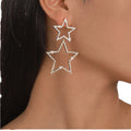 Fashion Gold Plated Star Drop Earrings for Unisex Sparkle Rhinestone Dangling Stars for Wedding Party or Engagement