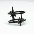 Wholesale Fine Handmade Women's Silver Star Shape Double Nano Black Rhodium Plated Wedding & Anniversary Rings