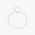 Female Fine Jewelry Accessories 925 Sterling Silver Sweet Candy Thin Beaded Bracelet Colorful Rainbow Enamel Bracelet for Women