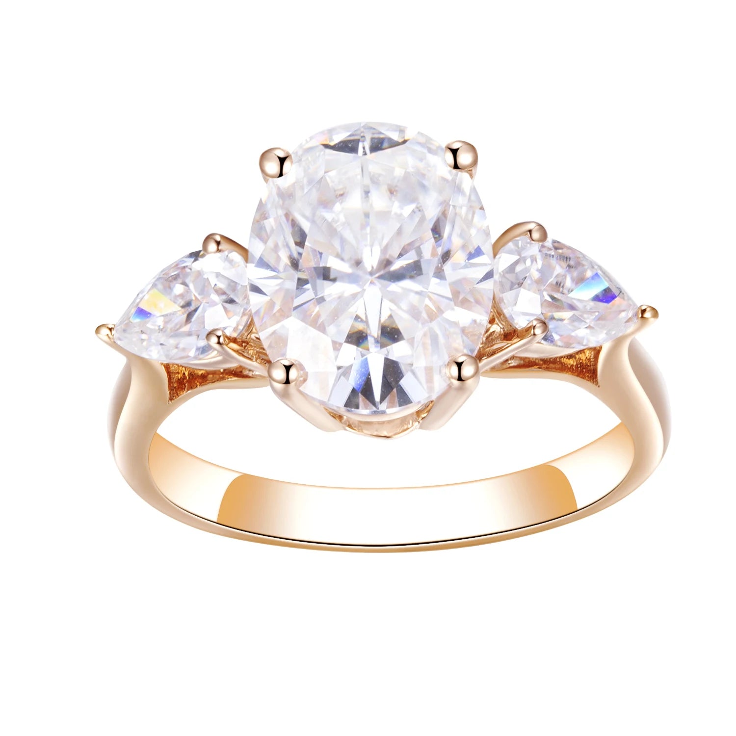 Messi Gems MSR-463 18K Rose Gold Jewelry 8*11mm 3.5Ct Oval Cut D Color Moissanite Women Ring