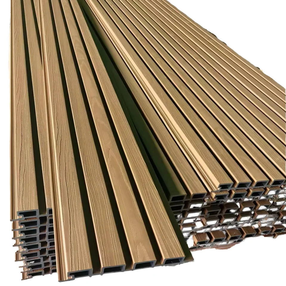 Co-Extrusion Outdoor Waterproof WPC Fluted Wall Panel Fluorescent Effect Plastic Wood Wall Board for Commercial Apartment Use