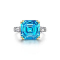 Sterling Silver Rhodium Plated Emerald Cut Cubic Zirconia CZ 3 Stone Classic Anniversary Wedding Engagement Gift Ring