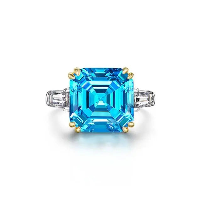 Sterling Silver Rhodium Plated Emerald Cut Cubic Zirconia CZ 3 Stone Classic Anniversary Wedding Engagement Gift Ring