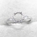Sterling Silver 6*6mm Semi Mount Ring Empty Frame Blank Support Claw Setting S925 Base Holder Without Center Stone for DIY Inlay