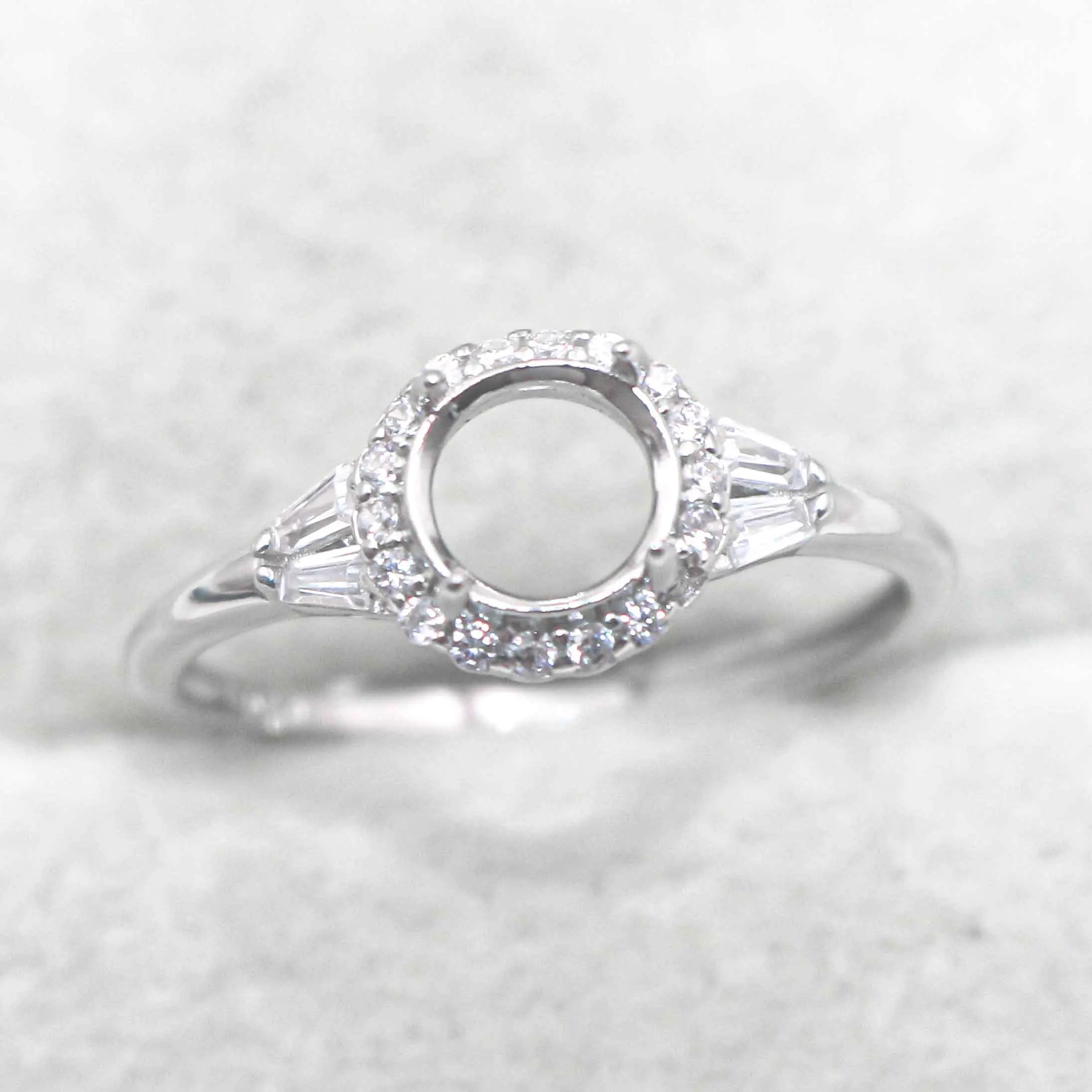 Sterling Silver 6*6mm Semi Mount Ring Empty Frame Blank Support Claw Setting S925 Base Holder Without Center Stone for DIY Inlay