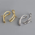Fashion 925 Sterling Silver 18k Gold Plating Geometric Irregular Line Stud Earrings for Women