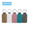 Sunyee Blank Colorful Leather Keychain for Sublimation Rectangle Key Chains DIY Personalized Custom Logo Heat Transfer Printing