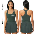 Women Gym Clothing Beautiful Back Gym Fitness One Piece Quick-Drying Tennis Skirt Shorts Dance Yoga Pleated Jumpsuit for Girl
