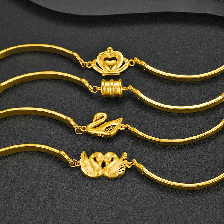 Dubai Gold Jewelry Gold Plated Classic Frosted Crown Bracelet Female Korean Style Gold PlatedFashion Jewelry Wholesale