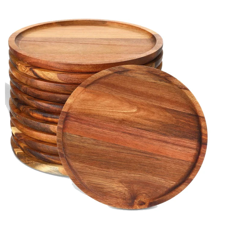 Customized High Quality Round Household Multifunctional Wooden Pallets Decorative Trays
