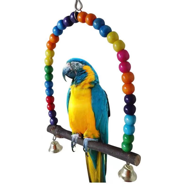 Wholesale 10cm 15cm 20cm Colorful Beaded Funny Pet Bird Chew Toys Parrot Perches Stand