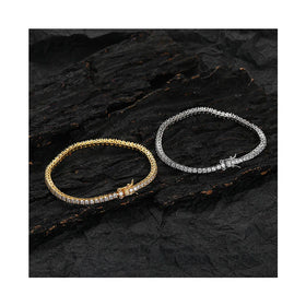 2mm Round Brilliant Cut White Cubic Zirconia Diamond Tennis Chain Bracelets