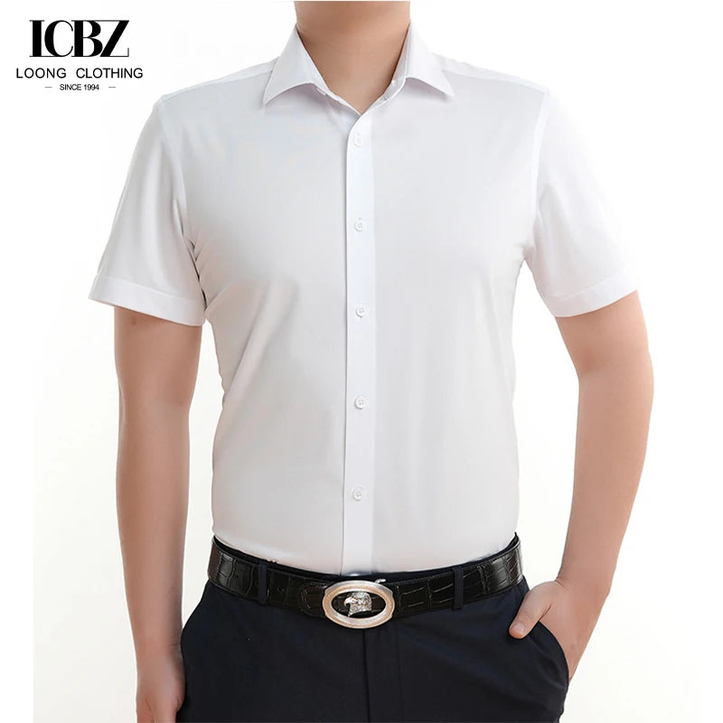 Custom Logo Men Long / Short Sleeve Casual Business Cotton Shirts Formal Office Dress Solid Shirt for Men