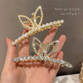 Light Luxury Full Diamond Crystal Pearl Rhinestone Rabbit Hair Claw Hairpins Big Hair Clip Accessories Hairpins Women Hair Clips