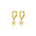 Trendy Pave Zircon Real 100% 925 Sterling Silver Star Hanging Stud Earrings for Women Party Wedding Jewelry Accessories
