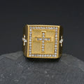Fashion Stainless Steel Gold Plated Jewelry Fine Hip Hop Cross Religious Luxury Zircon Rings for Women Men Mothers Day Gift Idea