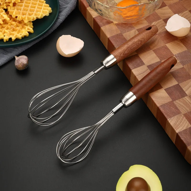 Old Carpenter House New Design Dark Wood Handle Baking Tools 304 Stainless Steel Whisk Flour Cream Whisky Hand Mixer Dishwasher