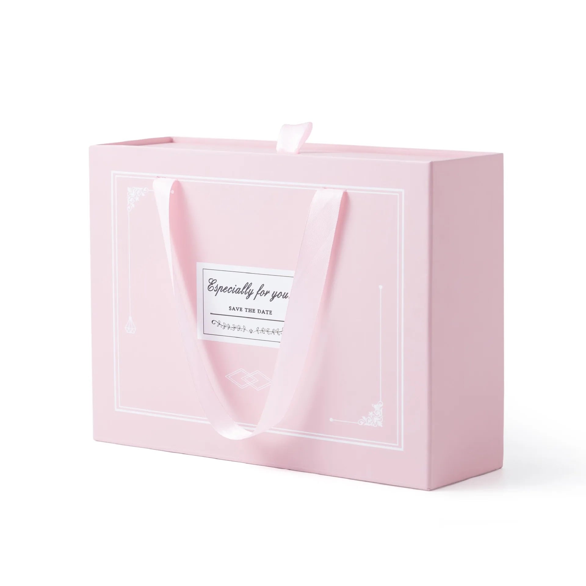 Popular New Drawer Type Eco-Friendly Recycled Materials Rigid Gift Box with Ribbon and Handle
