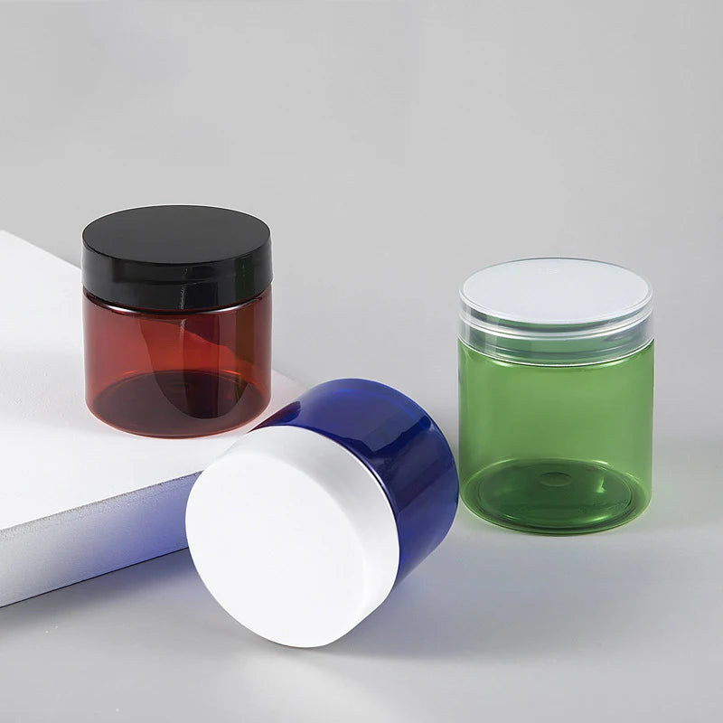 Customization 50g 80g PET Cream Jar Plastic Around  Lid with Widen Mouth clear  Green Amber Blue