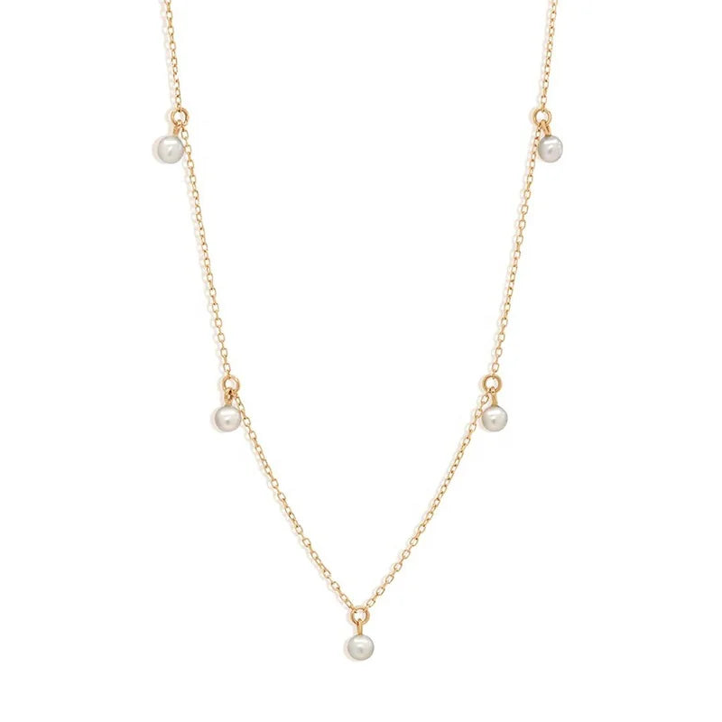 Milskye 14k Gold Plated Elegant Fine Jewelry 925 Silver Freshwater Pearl Charm Necklace
