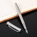 Ready Stock Baoer 3035# Stainless Steel Silver Luxury Fountain Pen-Ink-Fillable EF Nib 0.5mm Tip Student Use Custom Engraving