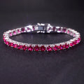 Fashion Hiphop Jewelry 925 Sterling Silver Custom 3MM 4MM 5MM Pinkish Red Gemstone Lab Grown Ruby Tennis Bracelet