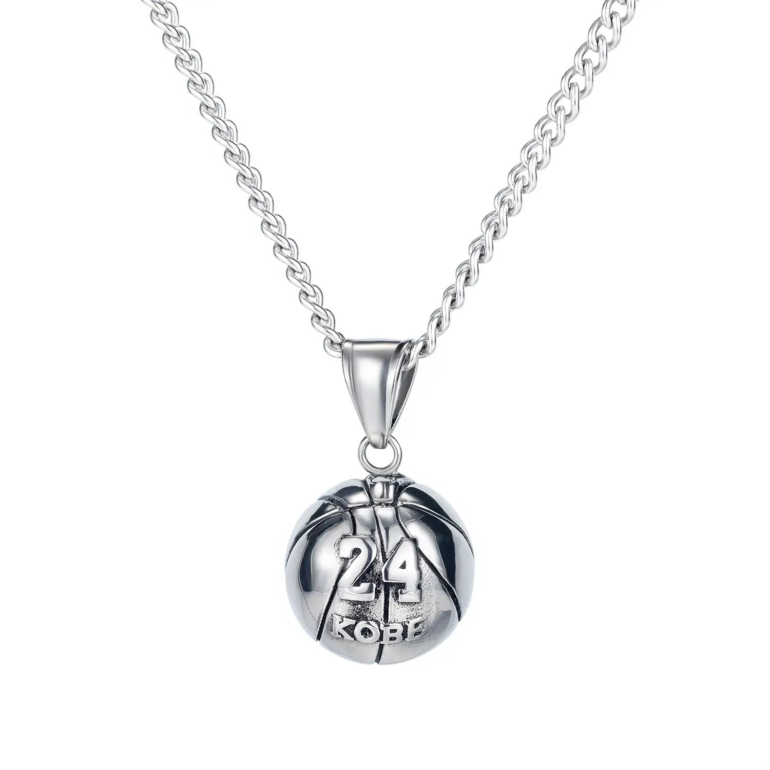 Fashion Mens Stainless Steel Kobe 24 Basketball Star Necklace Black Mamba Pendant Necklace Memorial Souvenir Necklace