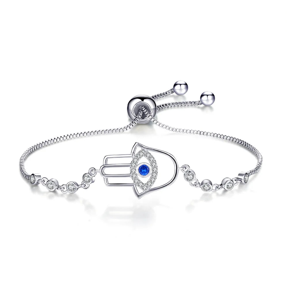 Shiny Zircon Evil Eye Fatima Bracelet God's Hand Luck Bracelet Wholesale