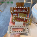 BSCI Factory YHJ Wholesale Custom Women Hair Claw Clips Light Luxury Square Pearls Rhinestone Acetate Claw Clips Hair Claw