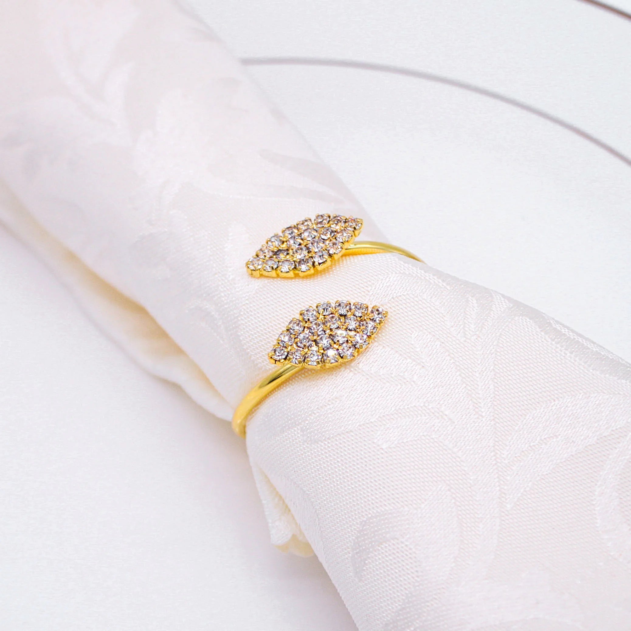 Simple Shape Double Leaf Napkin Rings Holder Economical Table Accessory for Wedding & Restaurant/Hotel Decorations