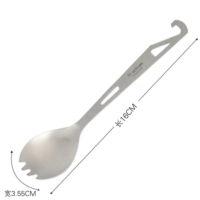 Titanium Extra Strong Ultra Light Spork Spoon Fork & Bottle Opener for Outdoor Activities Like Climbing and Casual Use