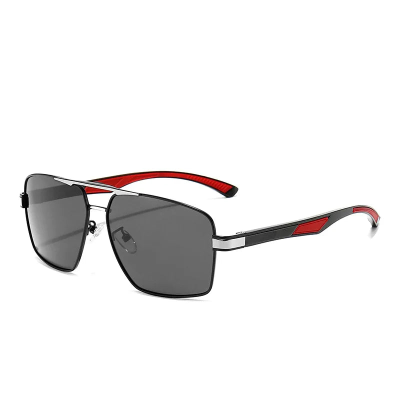New High Quality Custom Logo Fashion Metal Square Frame Polarized Men Sunglasses