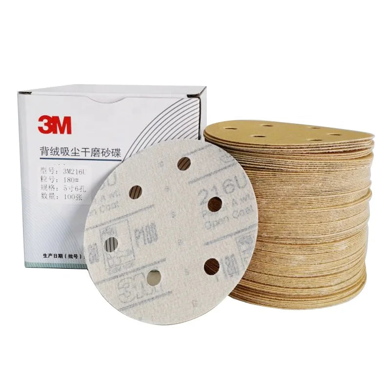 3M216U Sandpaper 5 Inches 125 Grit 100 Mesh Abrasive Discs125 6holes Car Sanding Disc  Sand Paper