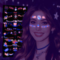 Glow in Dark Face/Body Fluorescence Tattoo Stickers for Independence Day Parties | USA Independence Day UV Temporary Tattoos