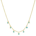 Boho Jewelry 925 Silver Gold Delicate Mini Bezel Turquoise Dangle Charm Necklace Choker Women Wholesale