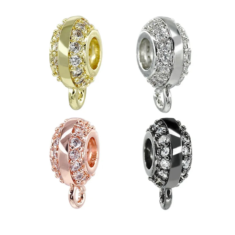 Bracelet Accessories Micro-inlaid Accessories Circle Bead Zircon Pendant Diy Jewelry Accessories Metal Charm Beads
