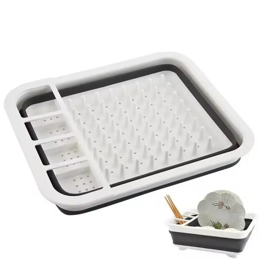 Foldable Telescopic Dish Rack Plastic Storage Retractable Drain Basket Household Kitchen Storage Contrast Colander Strainer