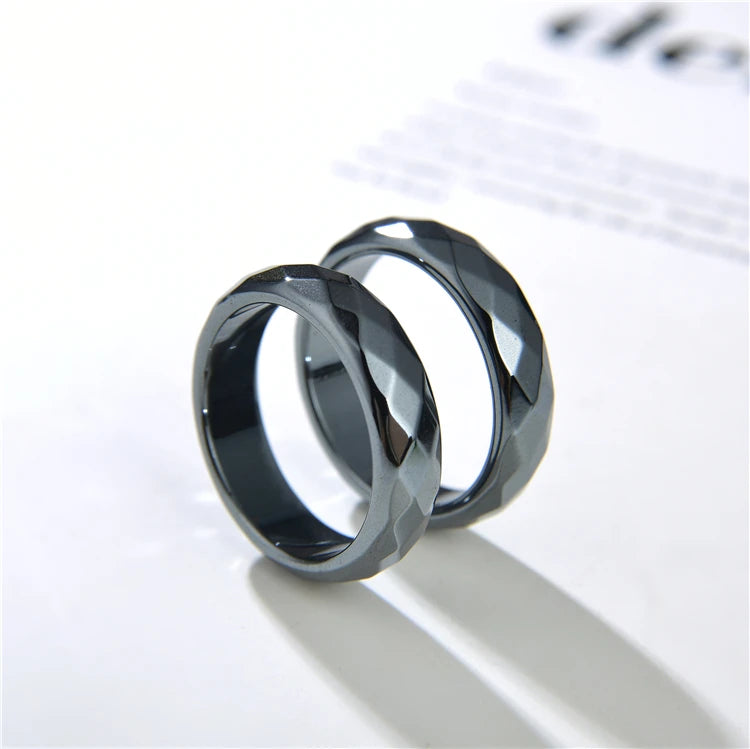 Jewelry Manufacturer Hot Sale Classic Non-magnetic Hematite Rings Gemstone Ring Black Men Hematite Magnet Ring