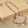 Rainbow Tourmaline Foot Anklet Bracelet for Women Beaded Stone Healing Energy Crystal Adjustable Anklet Beach Foot Jewelry