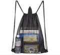 Gelory Heavy-Duty Nylon Mesh Backpack Drawstring Front Pocket Water Bottle Holder Sports String Sack Pack Waterproof Stylish for