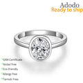Fine 925 Sterling Silver 18K White Gold Plated Jewellery Bezel Chunky Oval Cut 2 CT VVS1 Moissanite Engagement Rings for Girls