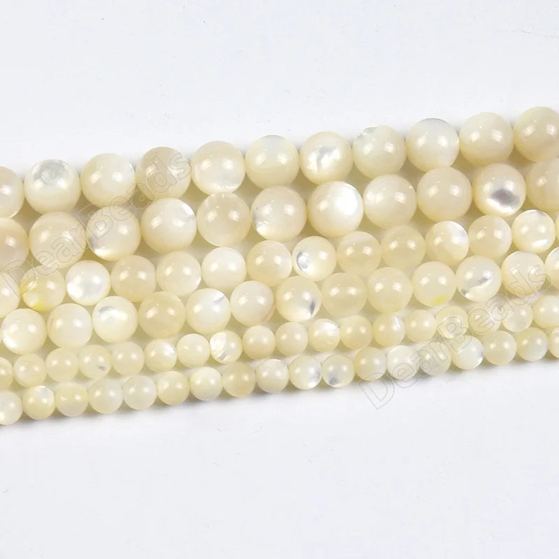 Wholesale Round Sea Polished Mother of Pearl Natural Shell Beads Strand with 4mm 6mm 8mm 10mm 12mm