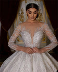 Luxury Long Train Wedding Dress Foreign Trade Bride Texture French High Waist Beaded Train Wedding Dress